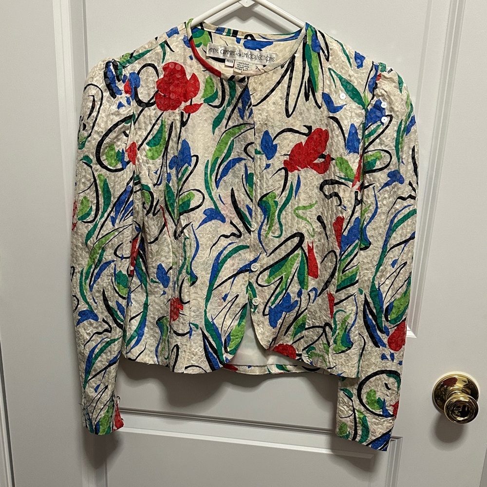 Elegant Silk Floral Women's Blazer